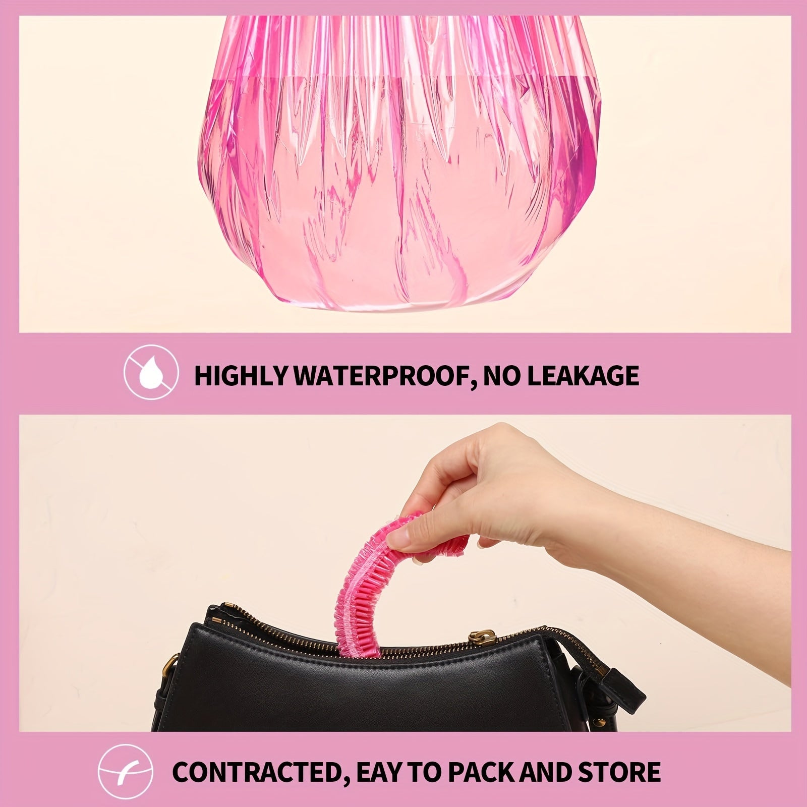 Disposable Shower Caps, Shower Caps for Women Plastic Shower Caps Shower Hat Large Shower Cap Elastic Hair Cap for Home Use Hotel Spa and Hair Salon (pink)